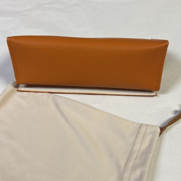 TORY BURCH Leather Sunglasses Hard Case & Canvas Pouch Orange - Picture 5 of 5